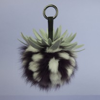 Pineapple Fox Fur Bag Charm Purple | LotusTing
