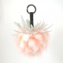 Pineapple Fox Fur Bag Charm Pink | LotusTing