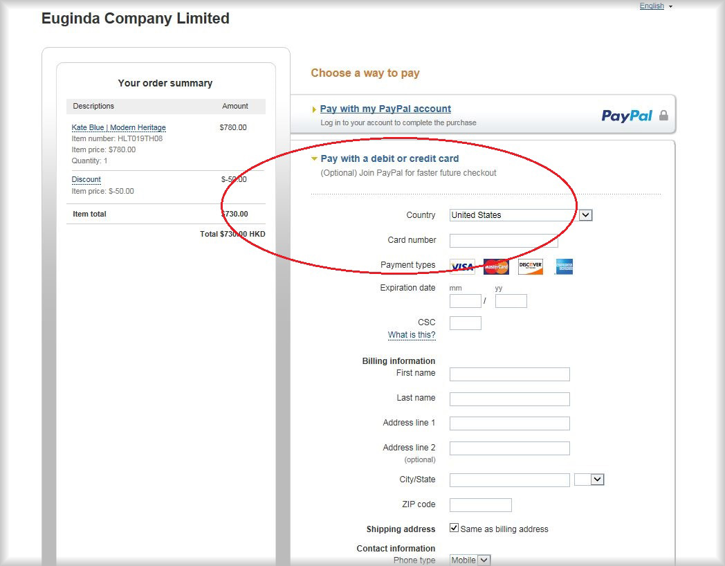 Paypal payment without account